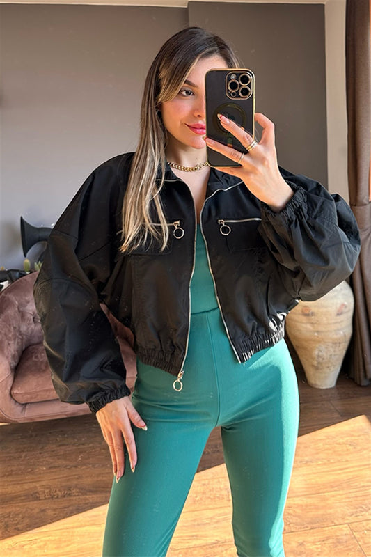 Siyah spor bomber ceket
