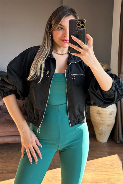Siyah spor bomber ceket