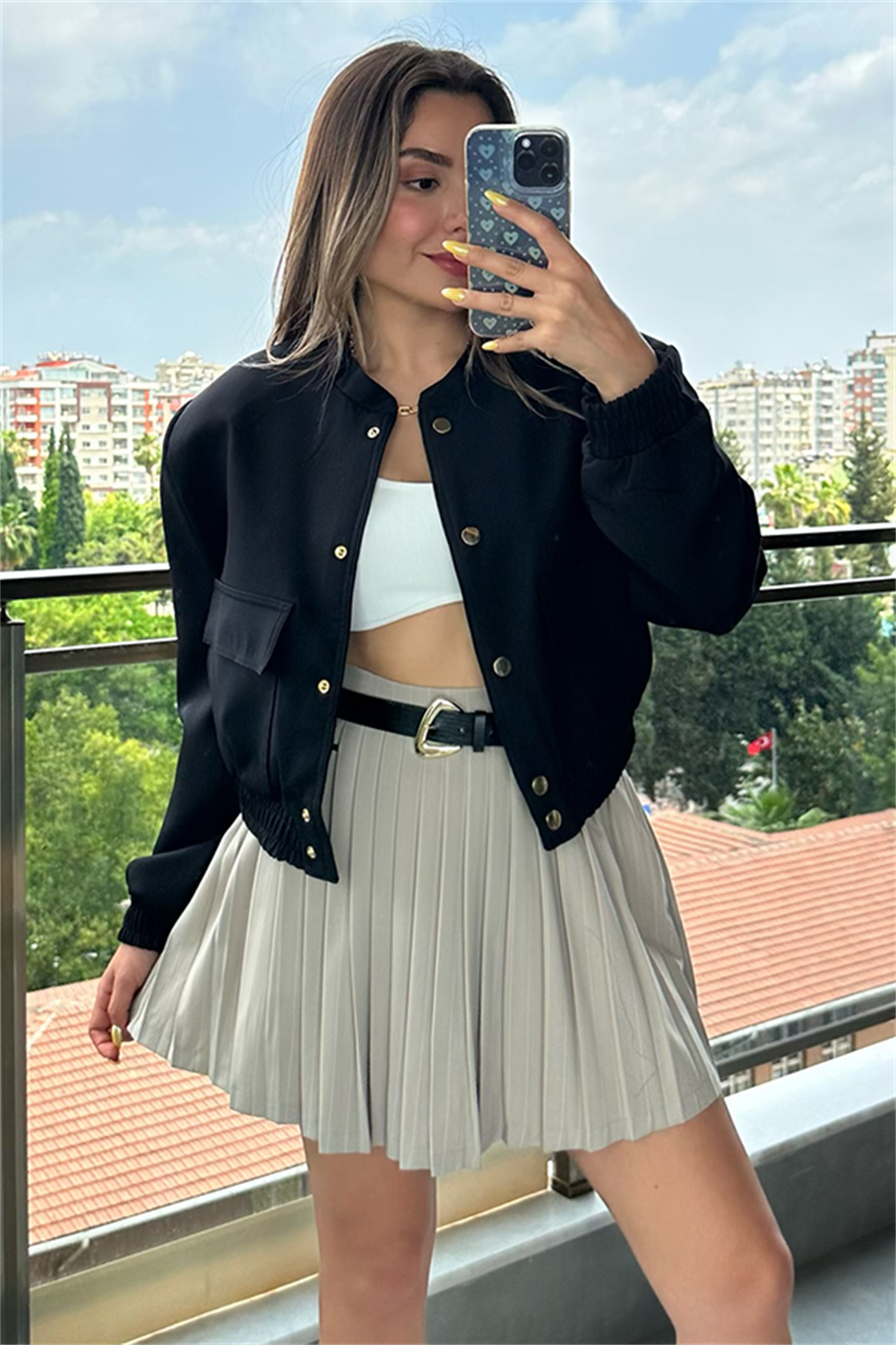 Siyah vatkalı bomber ceket