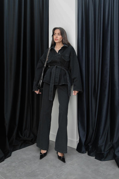 SIYAH YIKAMALI DENIM TAKIM
