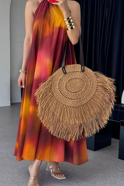 Sobeska Halter Yaka Batik Desen Elbise