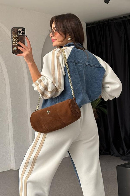 Soire Denim Geçişli Beyaz Takım