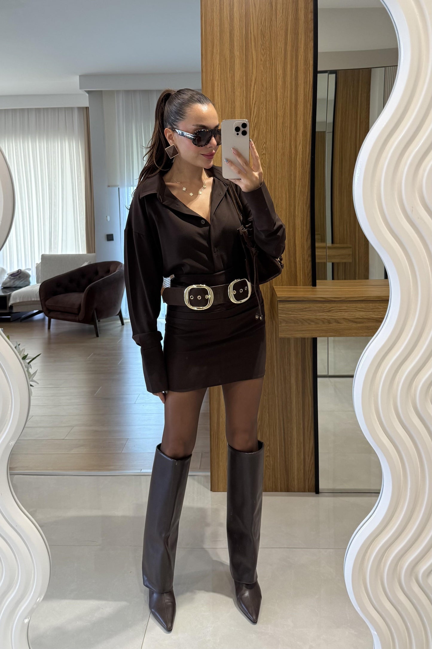 Sorrento Kahve Gömlek Etek Takım