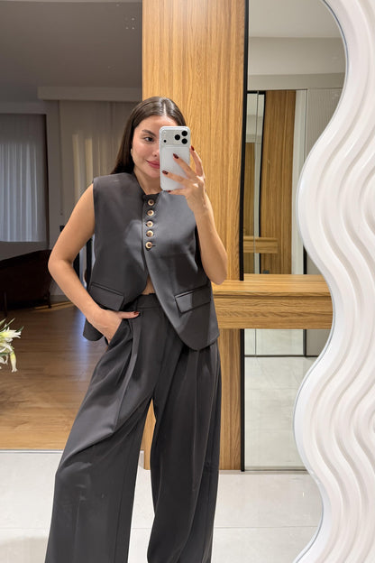 Spear Koyu Kahve Yelek Pantolon Takım