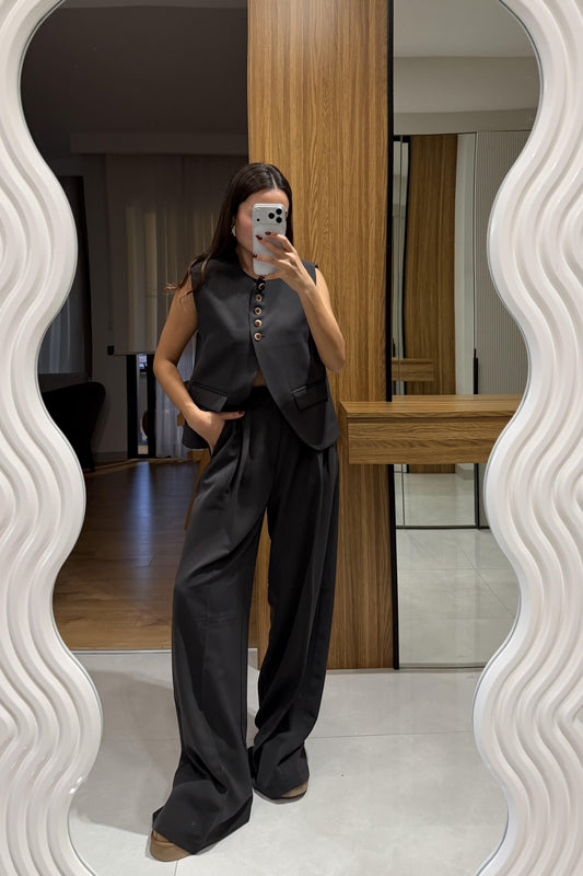 Spear Koyu Kahve Yelek Pantolon Takım