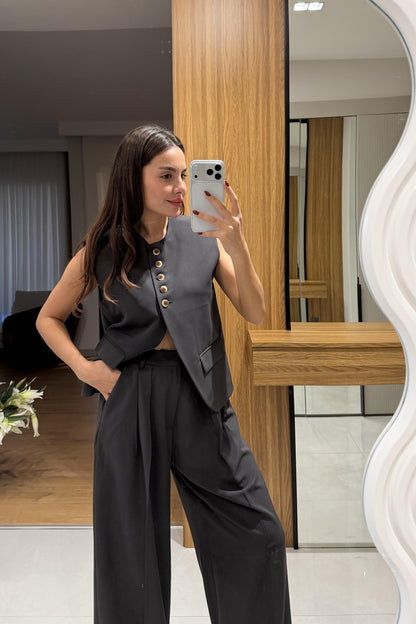 Spear Koyu Kahve Yelek Pantolon Takım