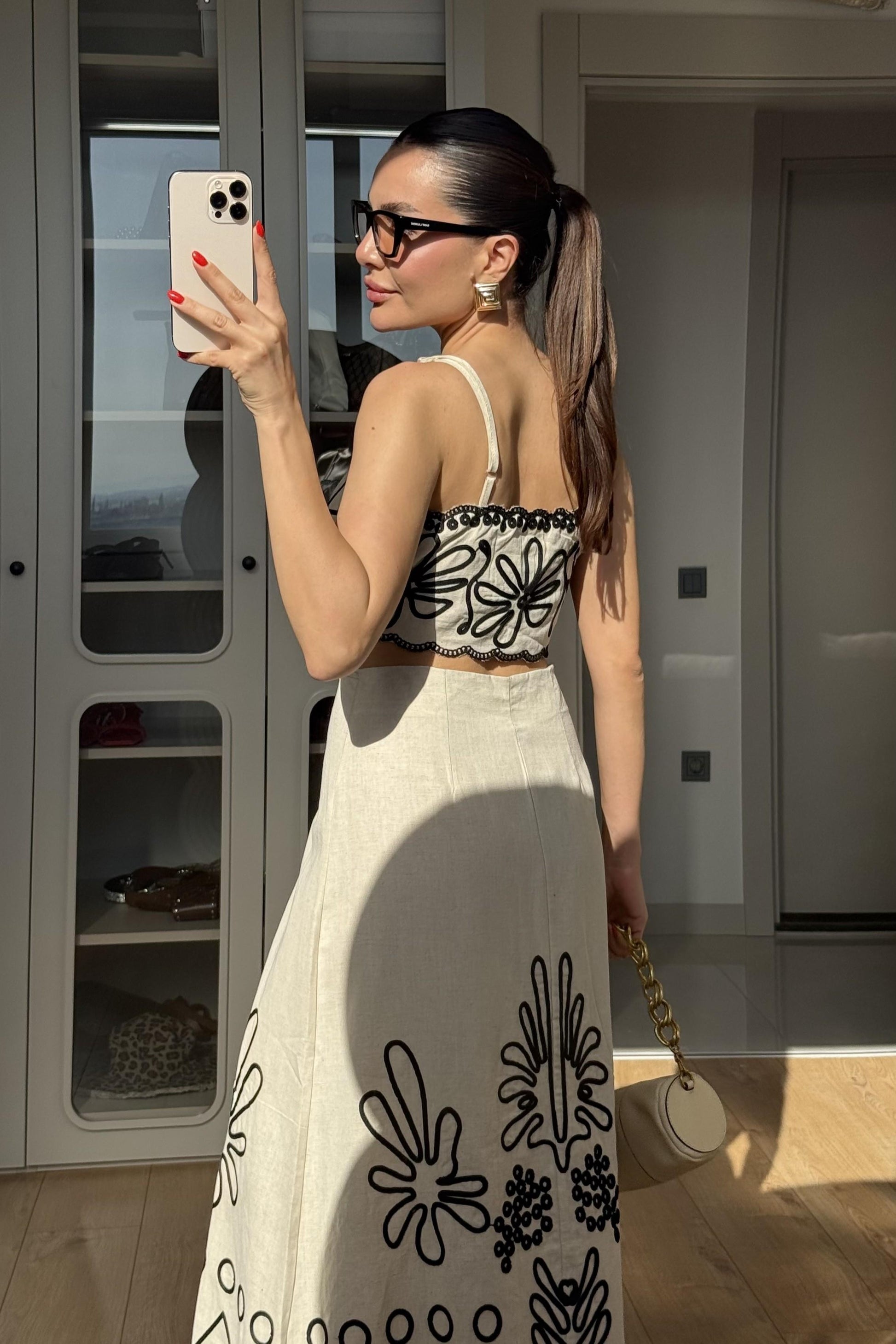 Steer Nakış Detaylı Keten Elbise