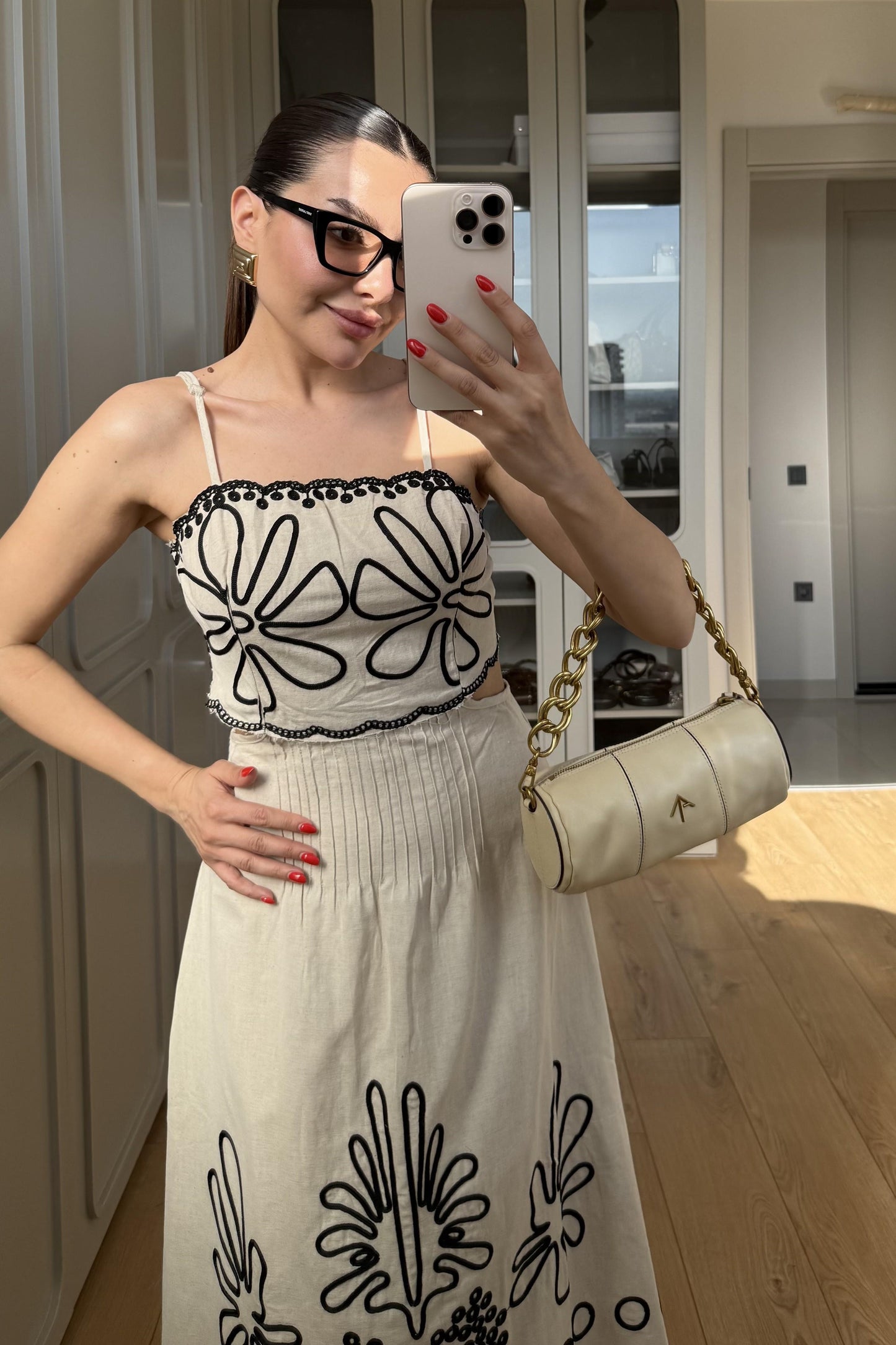 Steer Nakış Detaylı Keten Elbise