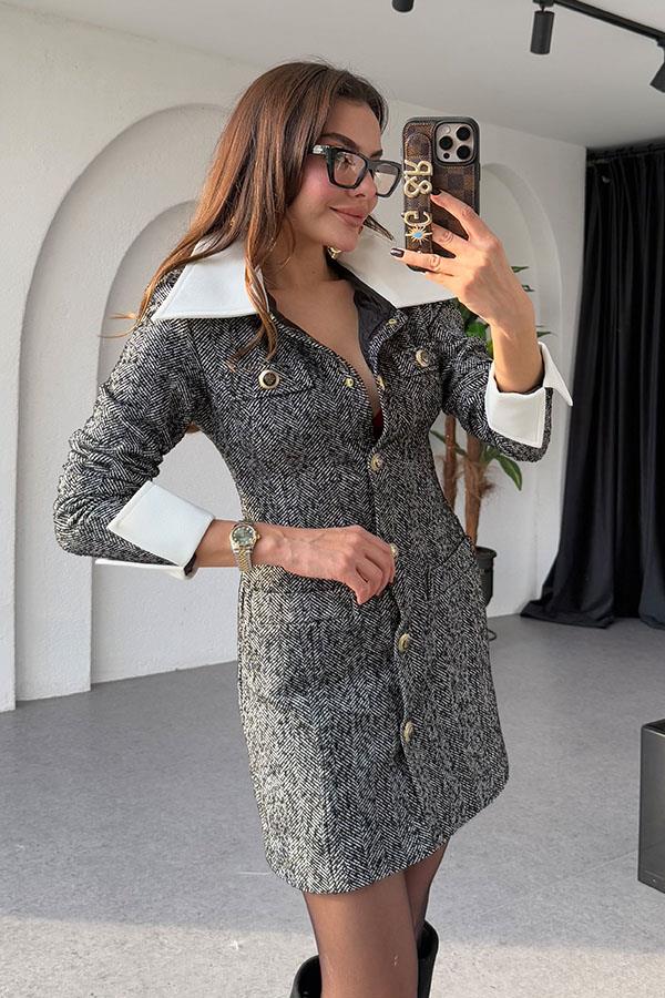 Steva Bebe Yaka Düğmeli Elbise