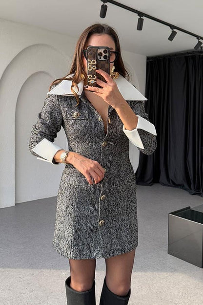 Steva Bebe Yaka Düğmeli Elbise