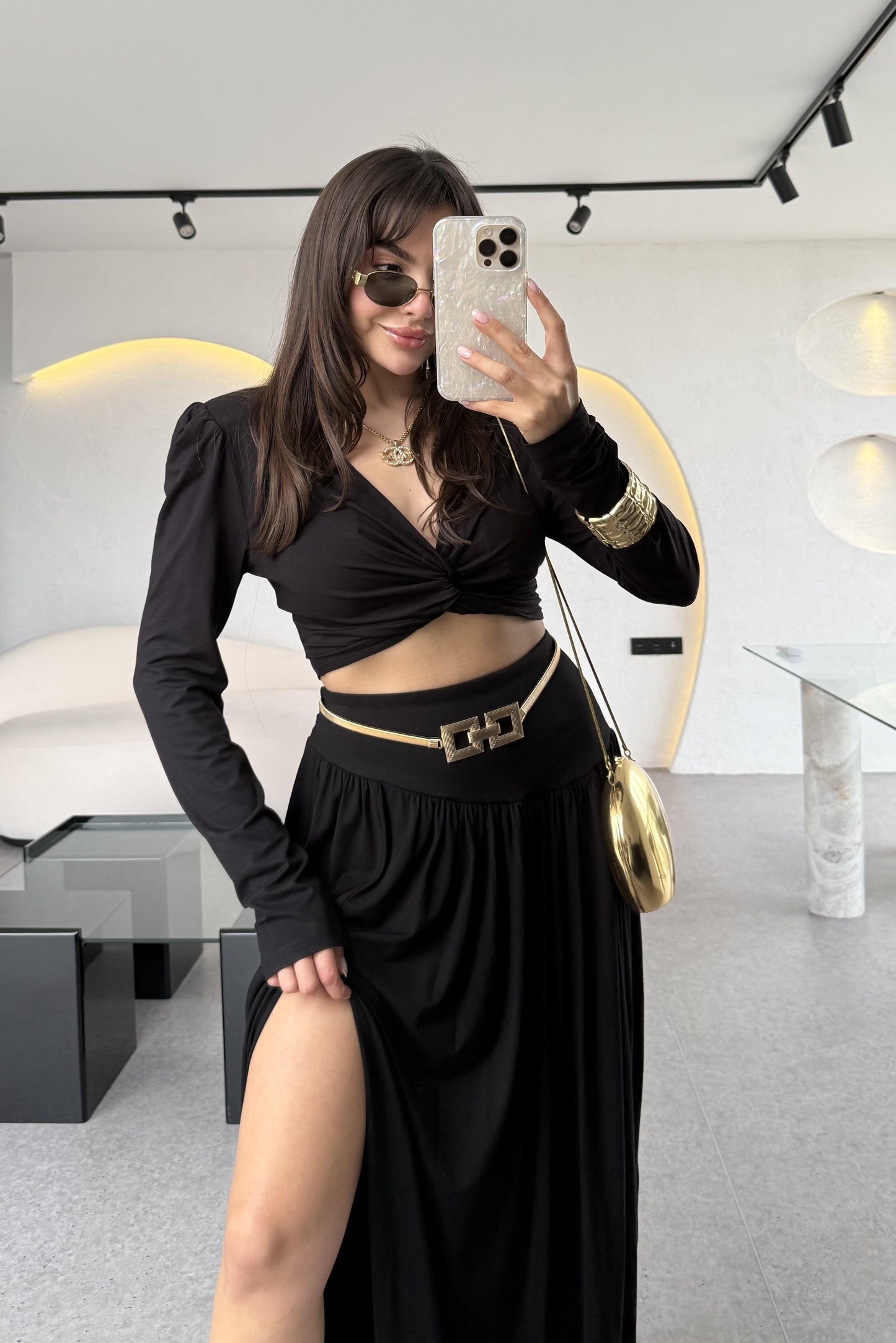 Style Tasarım Vatkalı Crop Şalvar Etek Takım