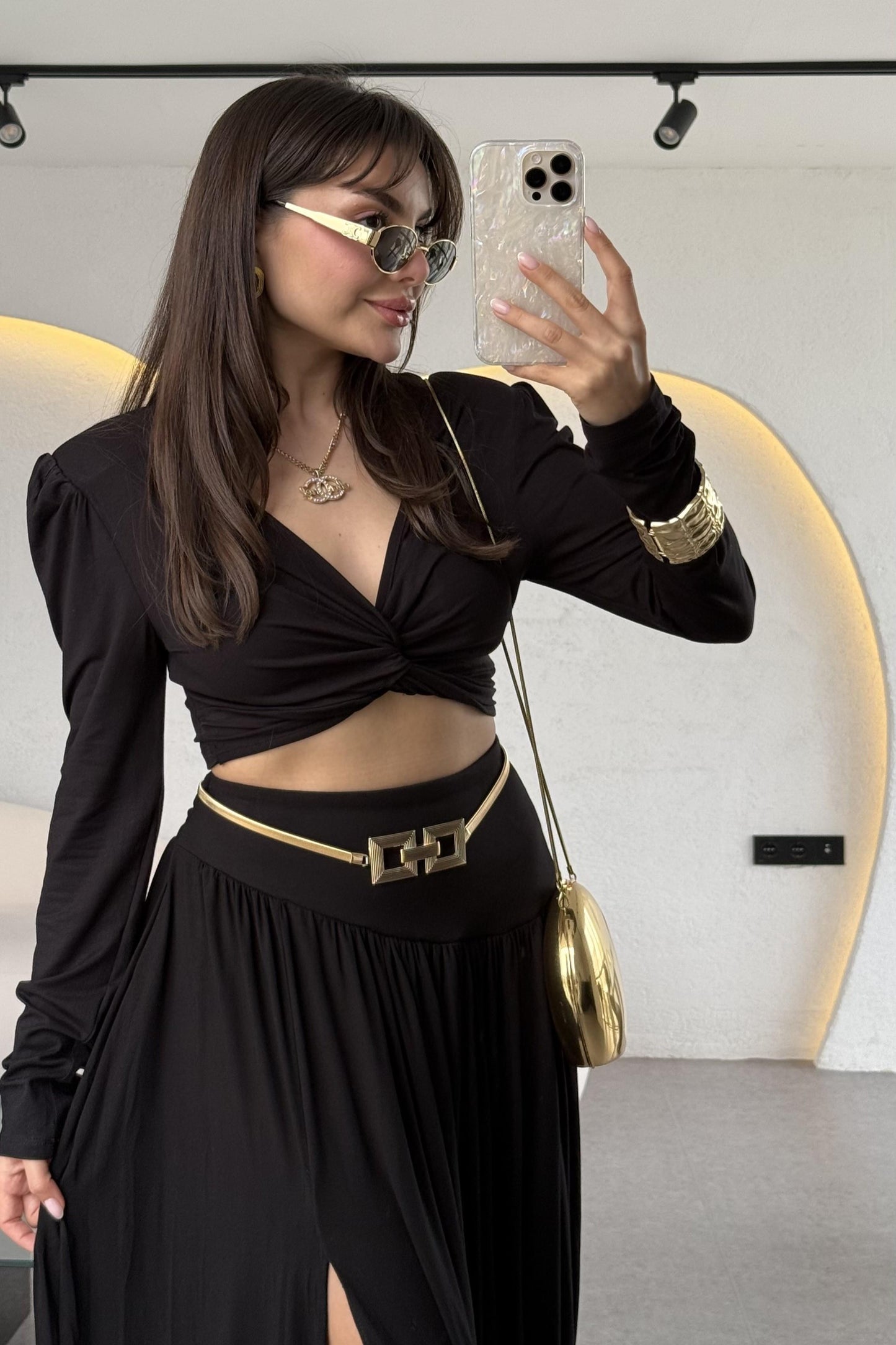 Style Tasarım Vatkalı Crop Şalvar Etek Takım