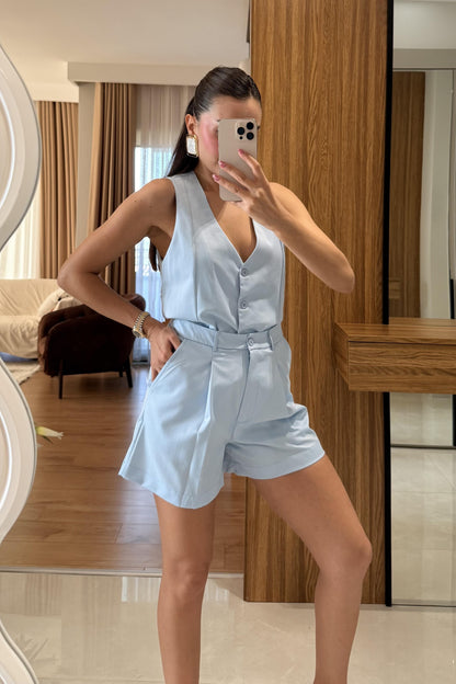 Suero Mavi Yelek Şort Takım