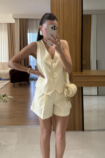 Suero Sarı Yelek Şort Takım