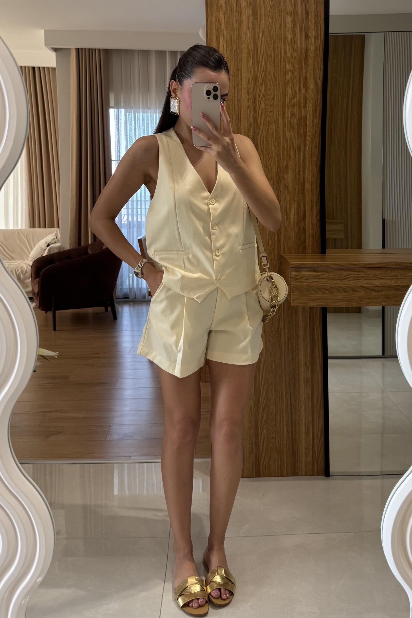 Suero Sarı Yelek Şort Takım