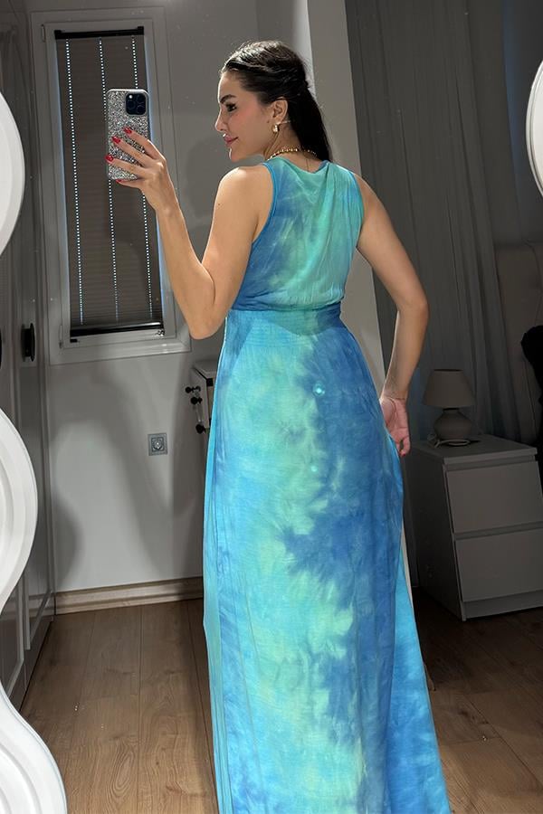 Suma Batik Desenli Kruvaze Elbise