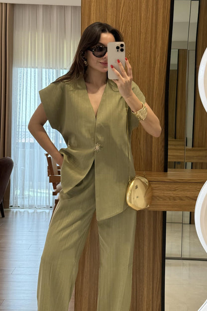 Sunlight Çağla Aksesuarlı Keten Takım