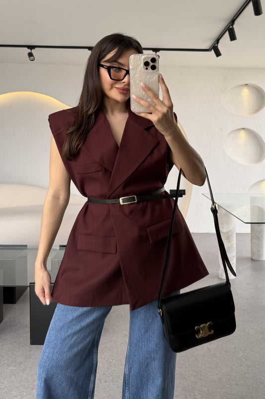 Swim Bordo Vatkalı Kemerli Yelek