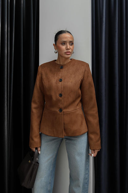 TABA PEPLUM KESIMLI SÜET CEKET