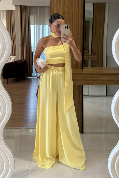 Telavi Sarı Şal Detaylı Tasarım Takım