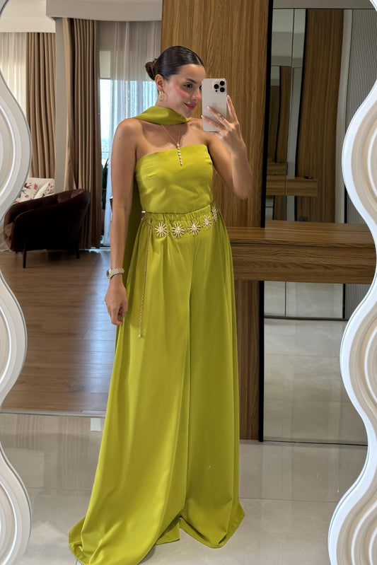 Telavi Yeşil Şal Detaylı Tasarım Takım