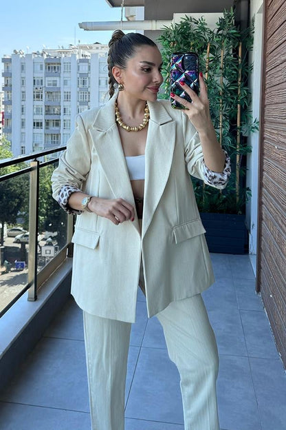 Theresa Leopar Astarlı Ceket - Taş