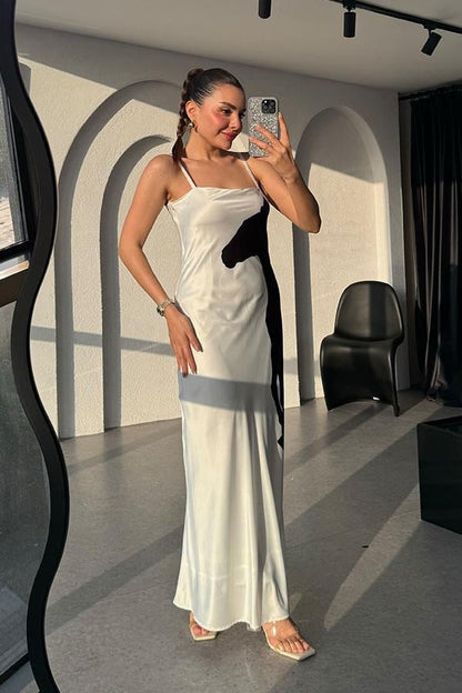 Thiago Saten Baskı Detaylı Elbise