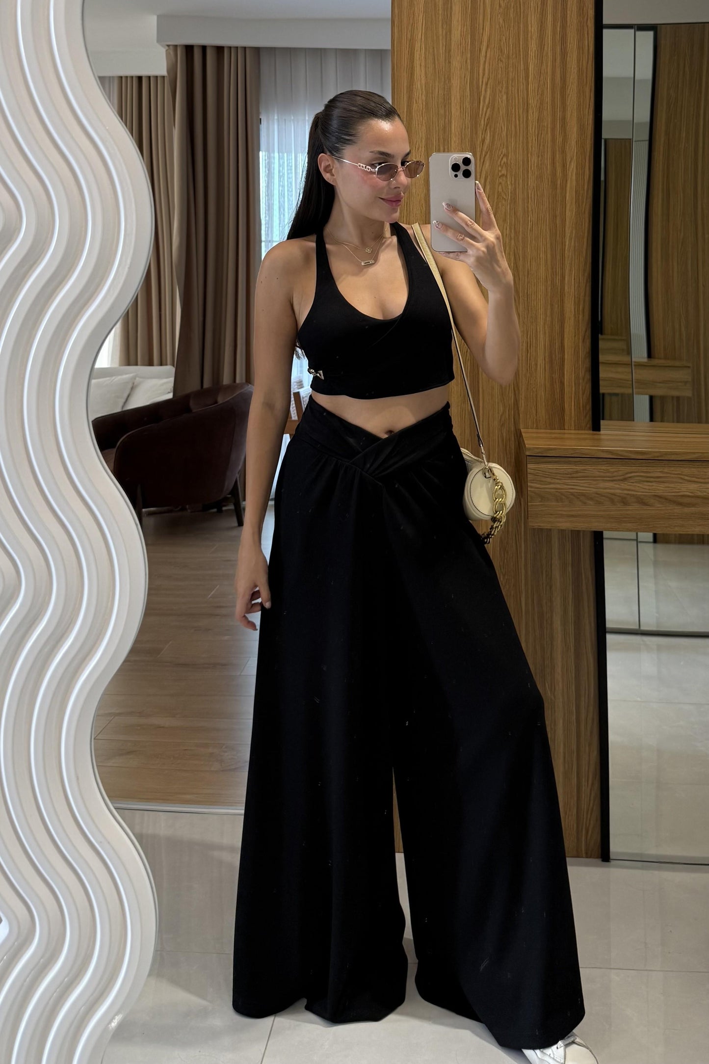 Tiago Siyah Asimetrik Bel Spor Takım