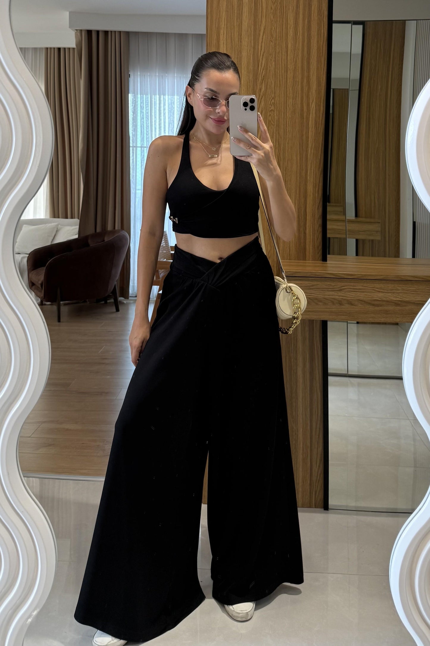 Tiago Siyah Asimetrik Bel Spor Takım