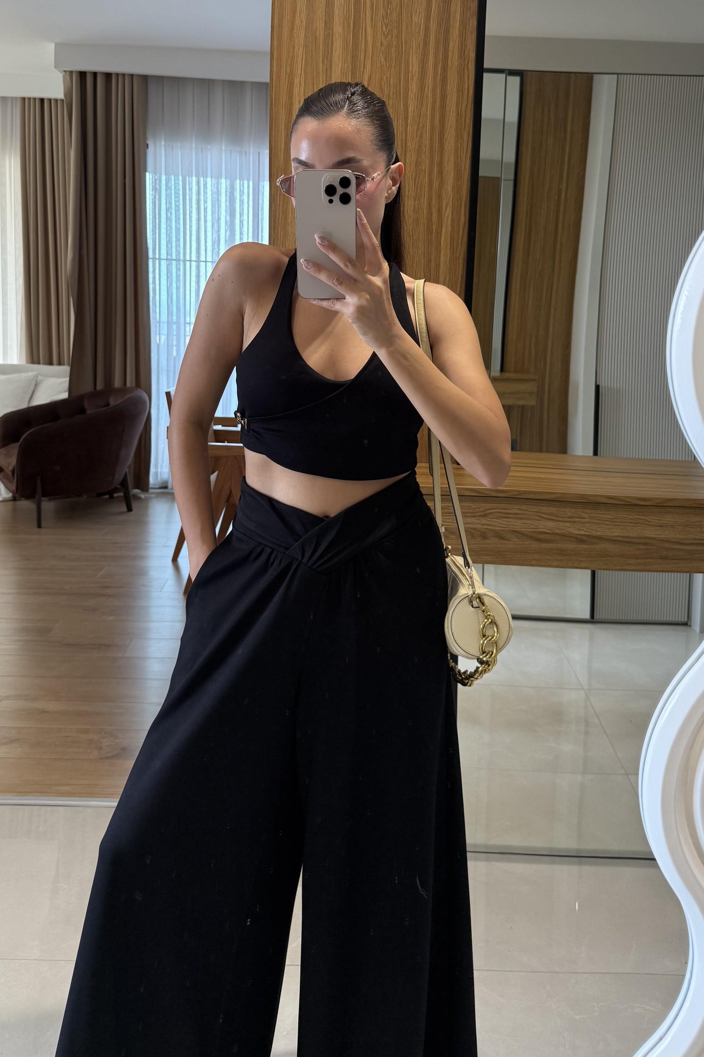 Tiago Siyah Asimetrik Bel Spor Takım