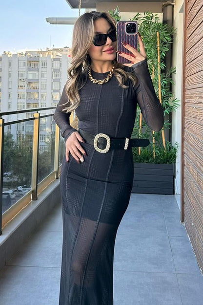 Tienda Ekose Desen Tül Elbise