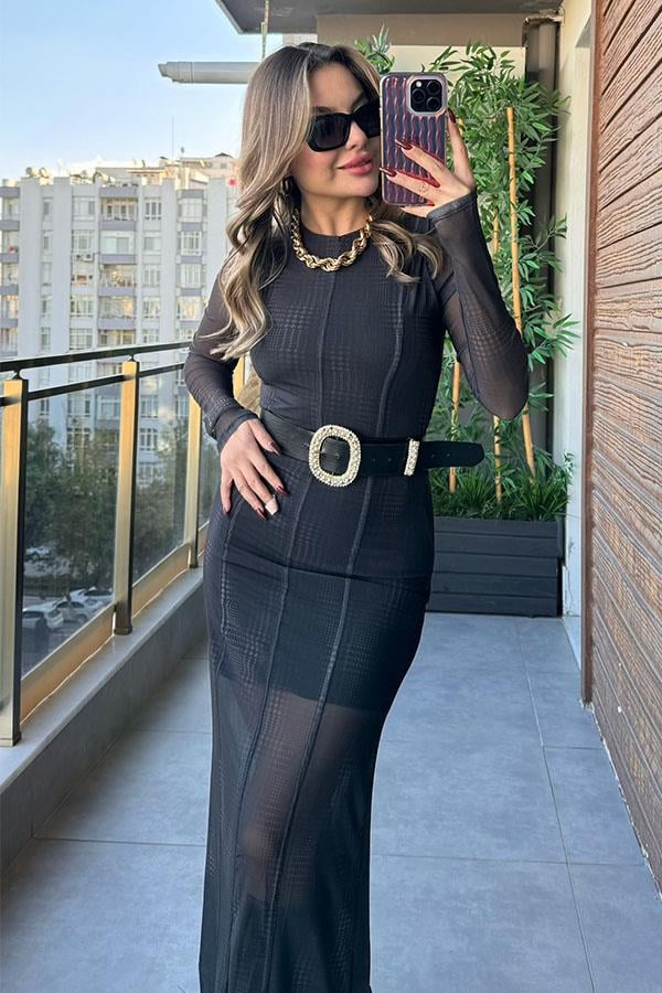 Tienda Ekose Desen Tül Elbise