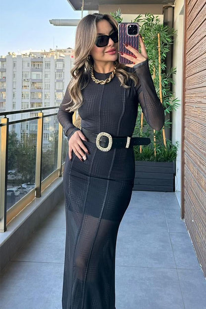 Tienda Ekose Desen Tül Elbise