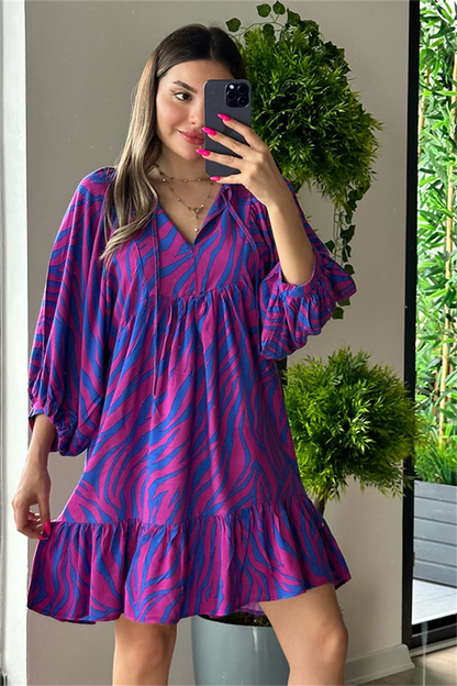 Tina mor geçişli çan elbise