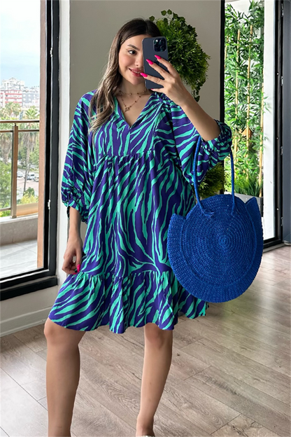 Tina yeşil geçişli çan elbise