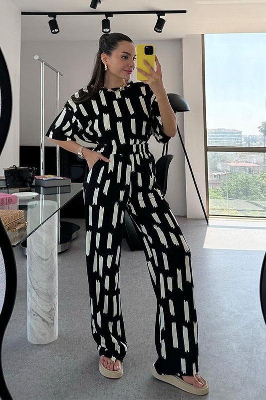 Tini Beyaz Desenli İkili Takım