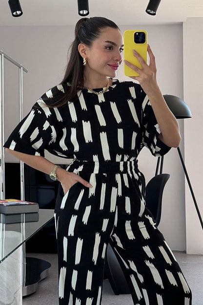 Tini Beyaz Desenli İkili Takım