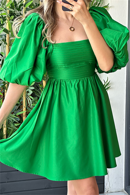 Tinkerbell balon kol kuşaklı elbise - Yeşil
