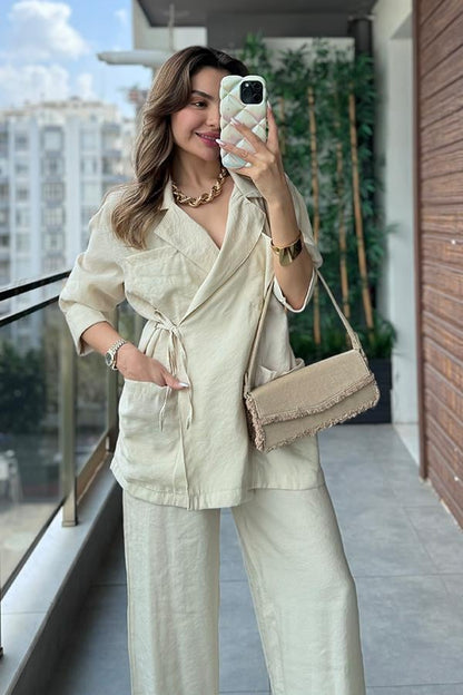 Today Tensel Bağlamalı Takım - Krem