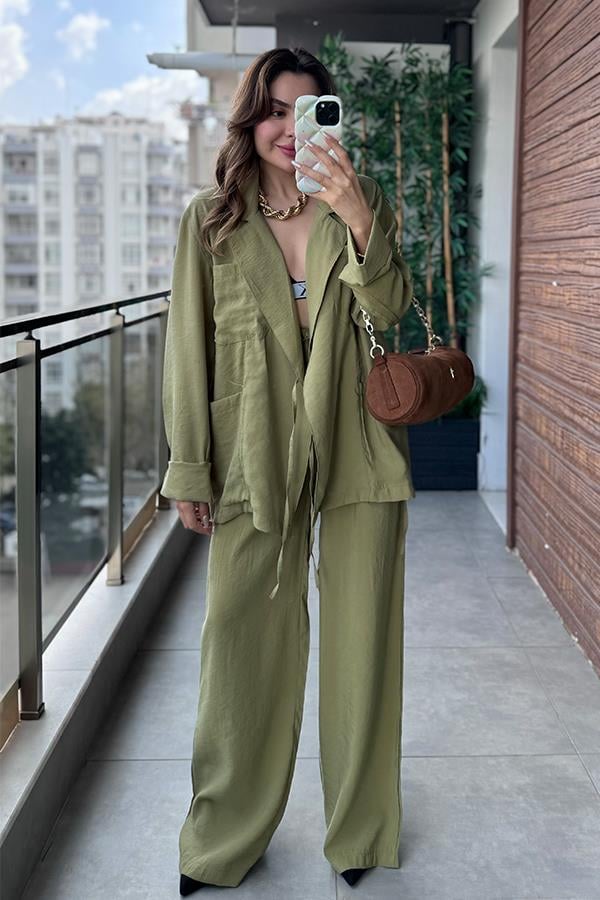 Today Tensel Bağlamalı Takım - Yağ Yeşil