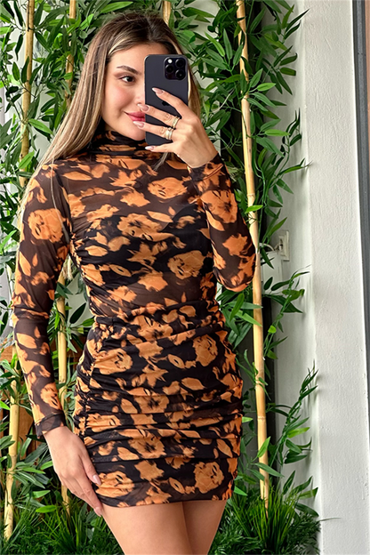 Transparan drapeli batik desenli ikili takım