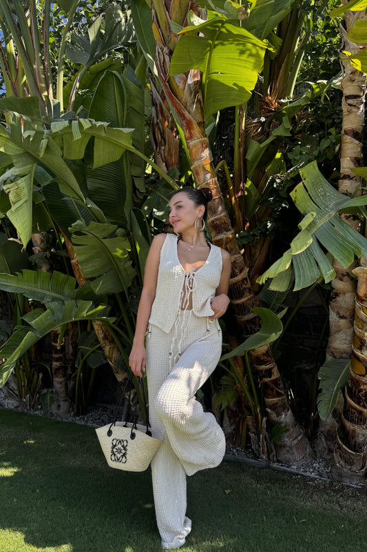 Tristan Bürümcük Boncuk Bağlamalı Takım