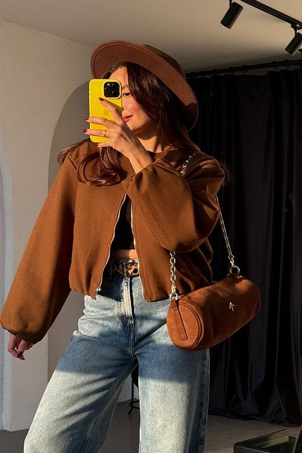 Turgeon Bomber Acı Kahve Kaşe Ceket