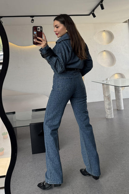 Vagner Denim Leopar Desen Takım
