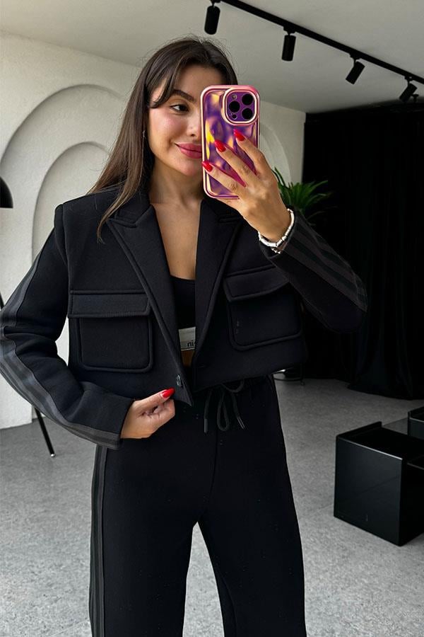 Vance 3 iplik Siyah Şeritli Takım