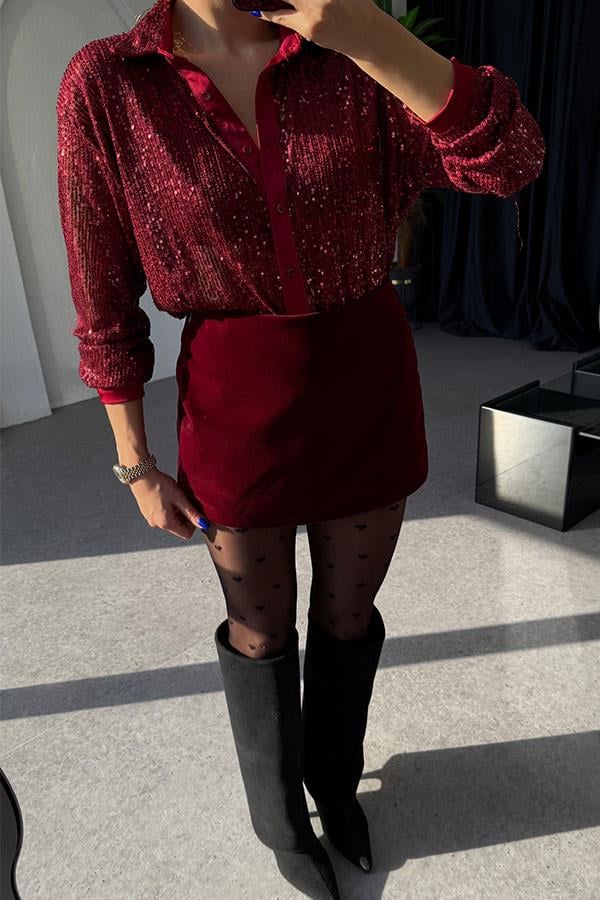 Vanetta Kadife Bordo Takım