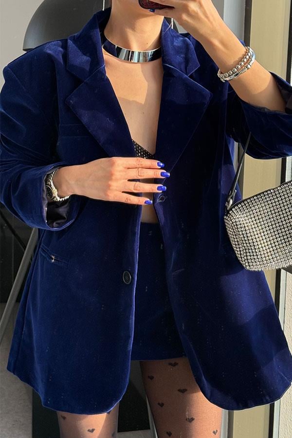 Vanetta Kadife Lacivert Takım