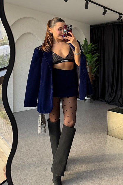 Vanetta Kadife Lacivert Takım