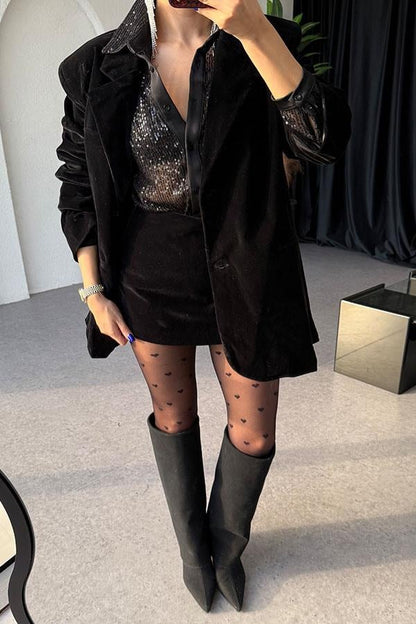 Vanetta Kadife Siyah Takım