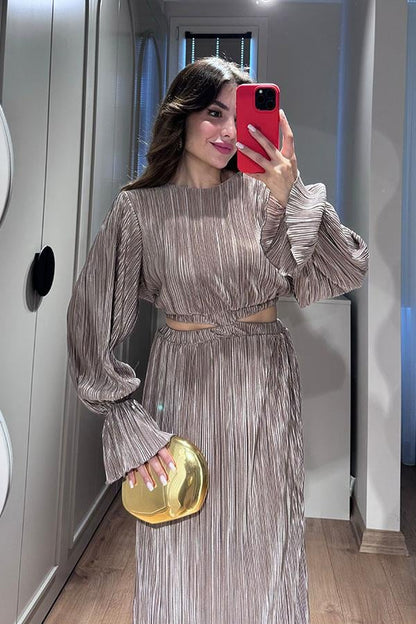 Vanni Kırinkıl Bel Dekolteli Elbise-Bronz